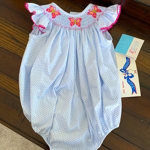 Smocked butterfly bubble outfit- 12M